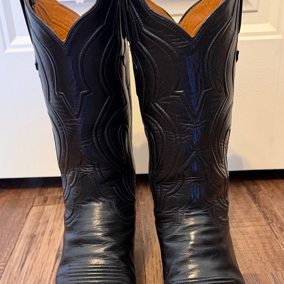 Lucchese Black Leather Cowboy Boots EUC - Picture 5 of 12